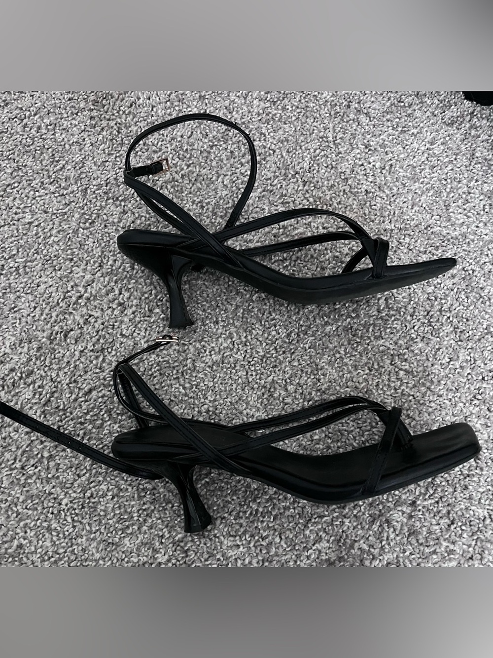 Black Strappy Heeled Sandals - Women's Dress Sandals Size 8